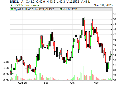 BNICL CandleStick Chart