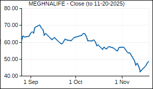 MEGHNALIFE Closing Price